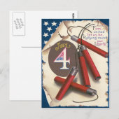 Amerikaanse vlag Onafhankelijkheidsverklaring Vuur Briefkaart (Voorkant / Achterkant)