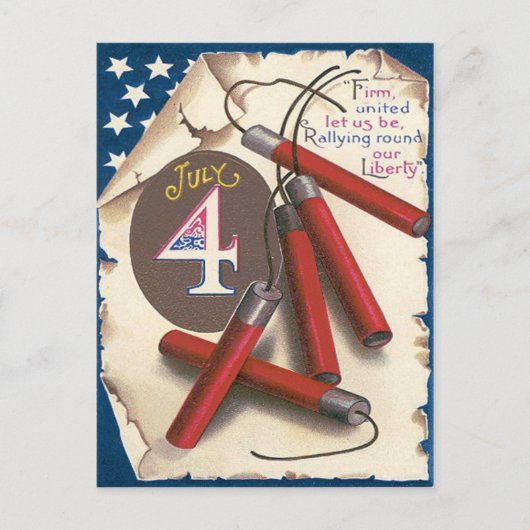 Amerikaanse vlag Onafhankelijkheidsverklaring Vuur Briefkaart (Voorkant)