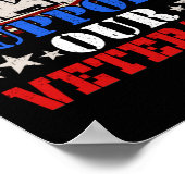 Amerikaanse vlag ondersteunt onze veteranen poster (Hoek)