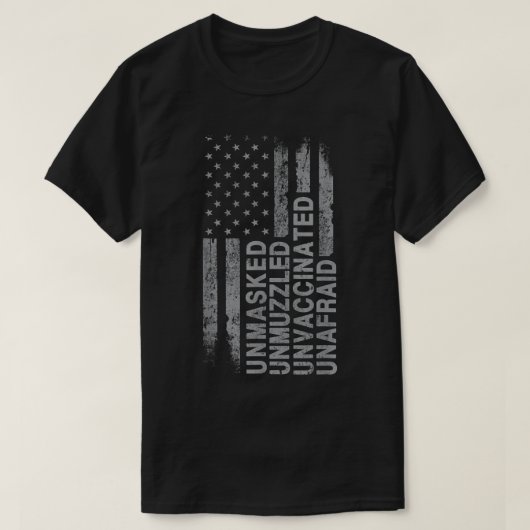 Amerikaanse vlag ongemaskerd ongedempt niet gevacc t-shirt (Design voorkant)
