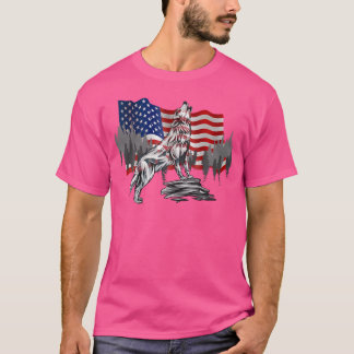Amerikaanse vlag ontmoet wolf t-shirt