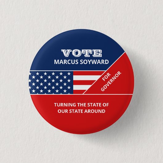 Amerikaanse vlag ontwerp, politieke campagne adver ronde button 3,2 cm (Voorkant)