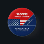 Amerikaanse vlag ontwerp, politieke campagne adver ronde button 3,2 cm<br><div class="desc">American Flag Design,  Politieke Campagne Adverteren Badge door The Visitekaartje Store.</div>