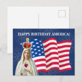 Amerikaanse vlag Onze-Lieve-Vrouw van Fatima Vuurw Briefkaart (Voorkant / Achterkant)