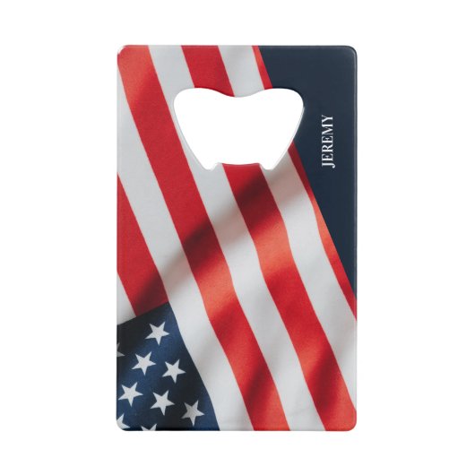 Amerikaanse vlag op 4 juli achtertuin BBQ Creditkaart Flessenopener (Voorkant)