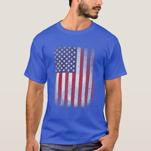 Amerikaanse vlag op 4 juli Amerikaans - witte blau T-shirt (Voorkant)