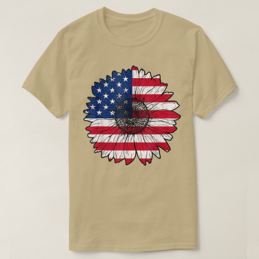 Amerikaanse vlag op 4 juli Amerikaanse vlag Sunflo T-shirt (Design voorkant)