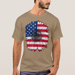 Amerikaanse vlag op 4 juli Amerikaanse vlag Sunflo T-shirt