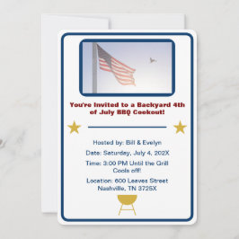 Amerikaanse vlag op 4 juli barbecue kaart