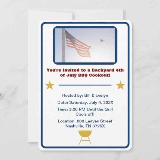 Amerikaanse vlag op 4 juli barbecue kaart (Voorkant)