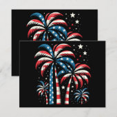 Amerikaanse vlag op 4 juli bedankkaart (Voorkant / Achterkant)