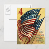 Amerikaanse vlag op 4 juli briefkaart (Voorkant / Achterkant)