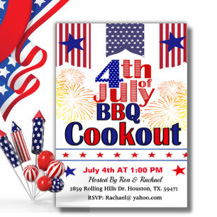 Amerikaanse vlag op 4 juli Cookout Barbecue Kaart