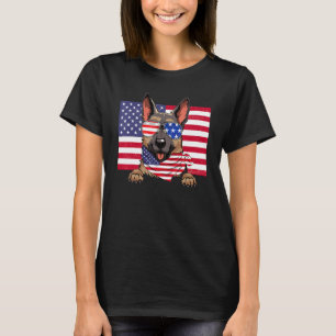 Amerikaanse vlag op 4 juli Duitse Shepherd Dad Ma T-shirt