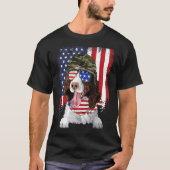 Amerikaanse vlag op 4 juli Engels Springer Spaniel T-shirt (Voorkant)