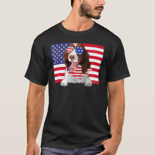 Amerikaanse vlag op 4 juli Engels Springer Spaniel T-shirt