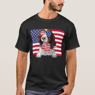 Amerikaanse vlag op 4 juli Engels Springer Spaniel T-shirt