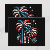 Amerikaanse vlag op 4 juli feestdagenkaart (Voorkant / Achterkant)