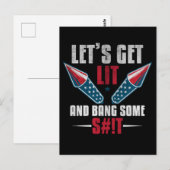 Amerikaanse vlag op 4 juli Fireworks Celebration Briefkaart (Voorkant / Achterkant)