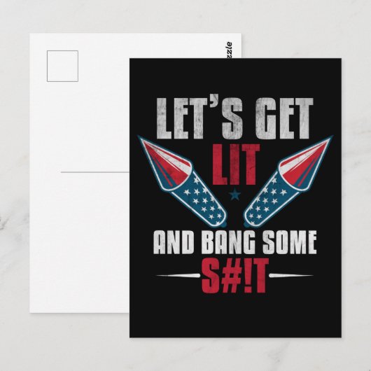 Amerikaanse vlag op 4 juli Fireworks Celebration Briefkaart (Voorkant / Achterkant)