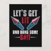 Amerikaanse vlag op 4 juli Fireworks Celebration Briefkaart (Voorkant)