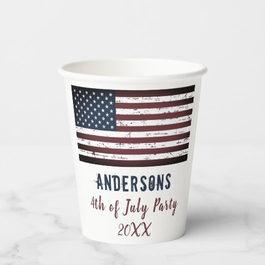 Amerikaanse vlag op 4 juli gepersonaliseerd Patrio Papieren Bekers (Achterkant)