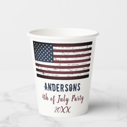Amerikaanse vlag op 4 juli gepersonaliseerd Patrio Papieren Bekers (Voorkant)