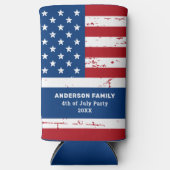 Amerikaanse vlag op 4 juli gepersonaliseerd seltzer blikjeskoeler (Voorkant)