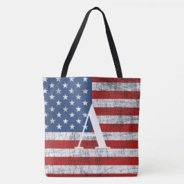 Amerikaanse vlag op 4 juli Initiaal Tote Bag