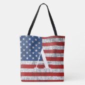 Amerikaanse vlag op 4 juli Initiaal Tote Bag (Achterkant)