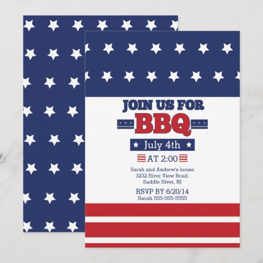 Amerikaanse vlag op 4 juli kaart (Voorkant / Achterkant)