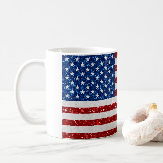 Amerikaanse vlag op 4 juli koffiemok (Met donut)