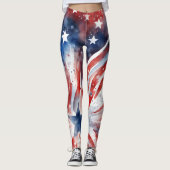 Amerikaanse vlag op 4 juli leggings (Voorkant)