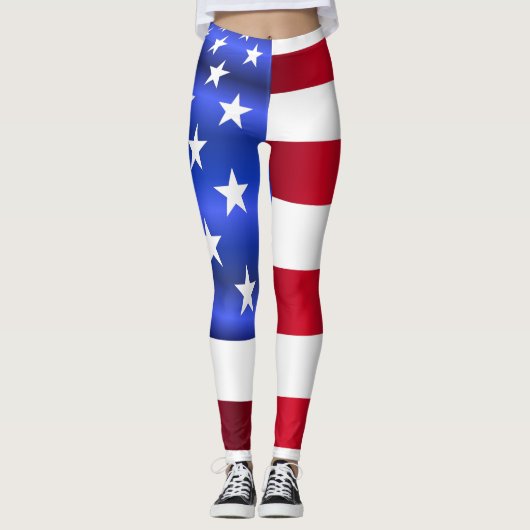 Amerikaanse vlag op 4 juli Leggings (Voorkant)