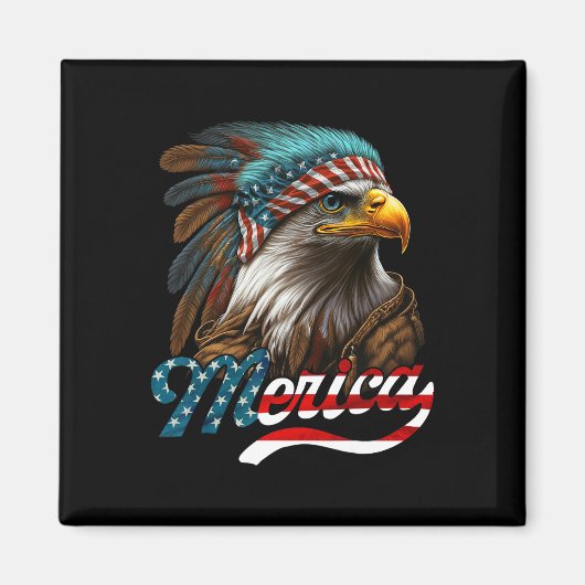 Amerikaanse vlag op 4 juli Merica Magneet (Voorkant)