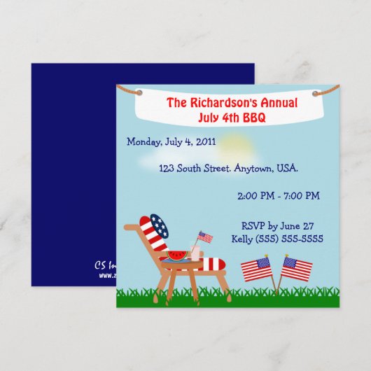 Amerikaanse vlag op 4 juli of herdenkingsdag BBQ Kaart (Voorkant / Achterkant)