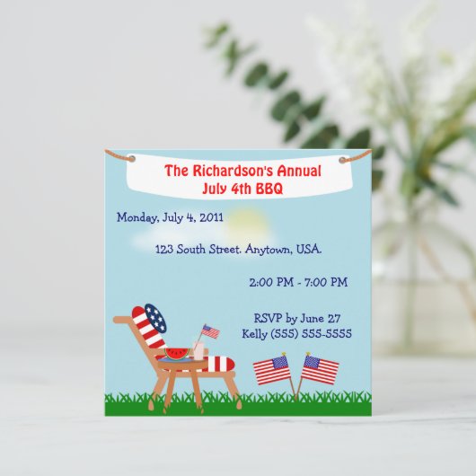 Amerikaanse vlag op 4 juli of herdenkingsdag BBQ Kaart (Staand voorkant)