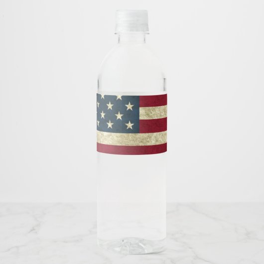Amerikaanse vlag op 4 juli Onafhankelijkheidsdag Waterfles Etiket (Voorkant)