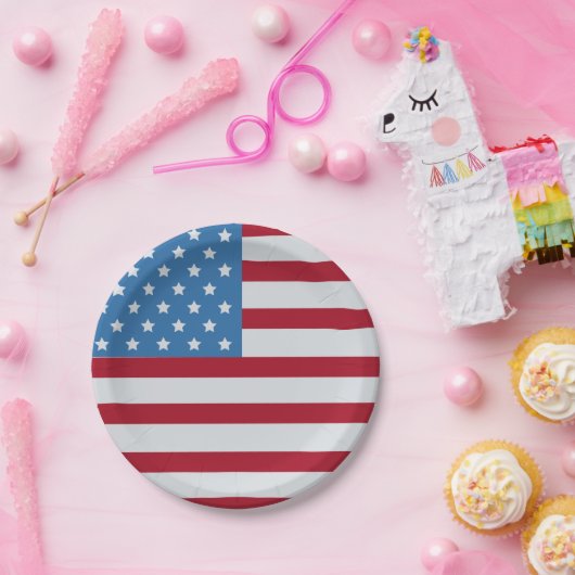 Amerikaanse vlag op 4 juli papieren bordje (Feest)