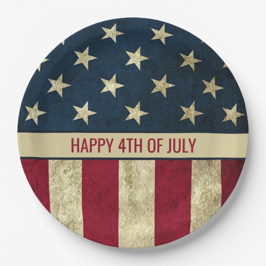 Amerikaanse vlag op 4 juli Papieren Bordje (Voorkant)
