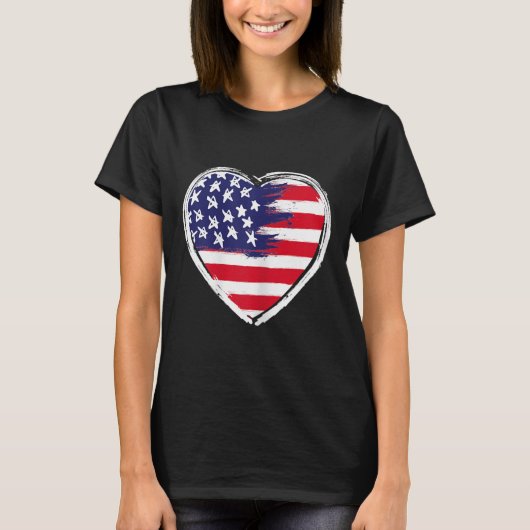 Amerikaanse vlag op 4 juli Patriottisch Amerikaans T-shirt (Voorkant)
