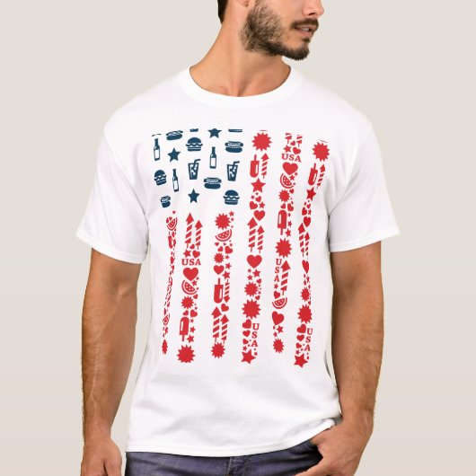 amerikaanse vlag op 4 juli picknick t-shirt (Voorkant)