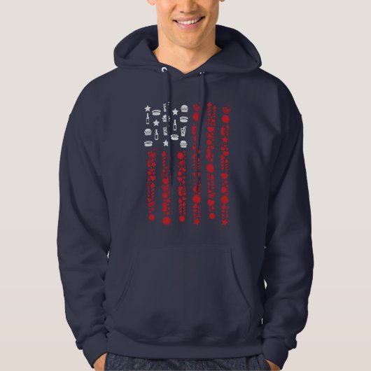 amerikaanse vlag op 4 juli picknick vuurwerk wit hoodie (Voorkant)