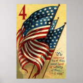 Amerikaanse vlag op 4 juli poster (Voorkant)