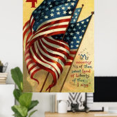 Amerikaanse vlag op 4 juli poster (Thuiskantoor)