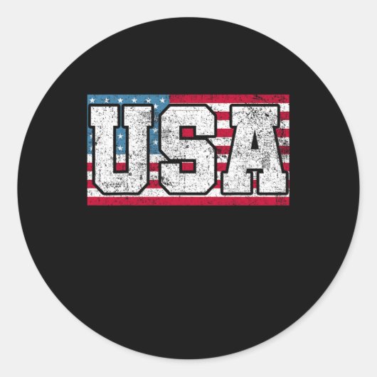 Amerikaanse vlag op 4 juli ronde sticker (Voorkant)