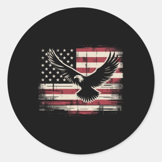 Amerikaanse vlag op 4 juli ronde sticker (Voorkant)