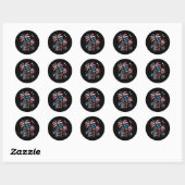 Amerikaanse vlag op 4 juli ronde sticker (Vel)