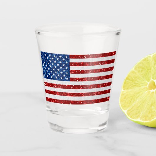 Amerikaanse vlag op 4 juli shot glas (Voorkant)