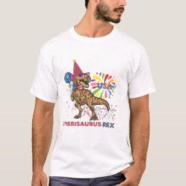 Amerikaanse vlag op 4 juli T Rex Dinosaur Amerisau T-shirt